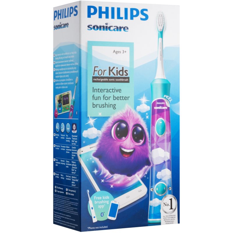 

Philips Sonicare For Kids 3+ HX6322/04 дитяча електрична зубна щітка підключена до Bluetooth Aqua