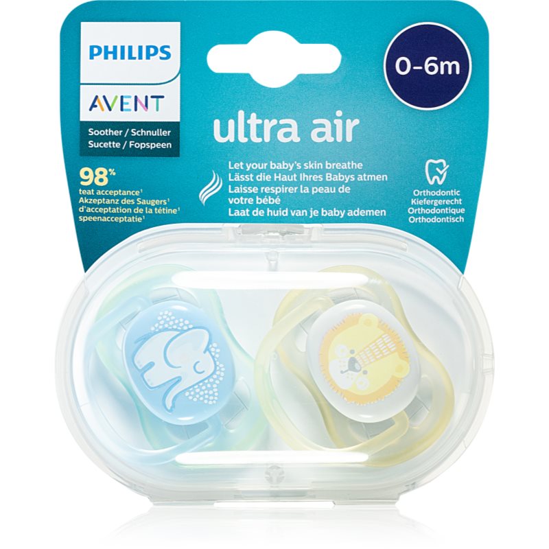

Philips Avent Soother Ultra Air 0-6 m пустушка Elephant/Lion
