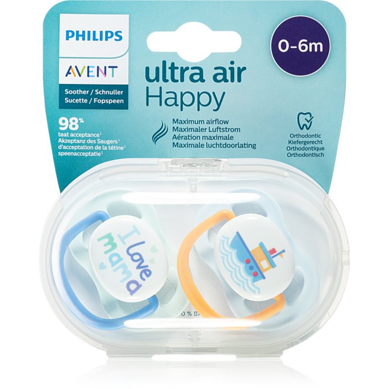 

Philips Avent Soother Ultra Air Happy 0 - 6 m пустушка Boy Boat