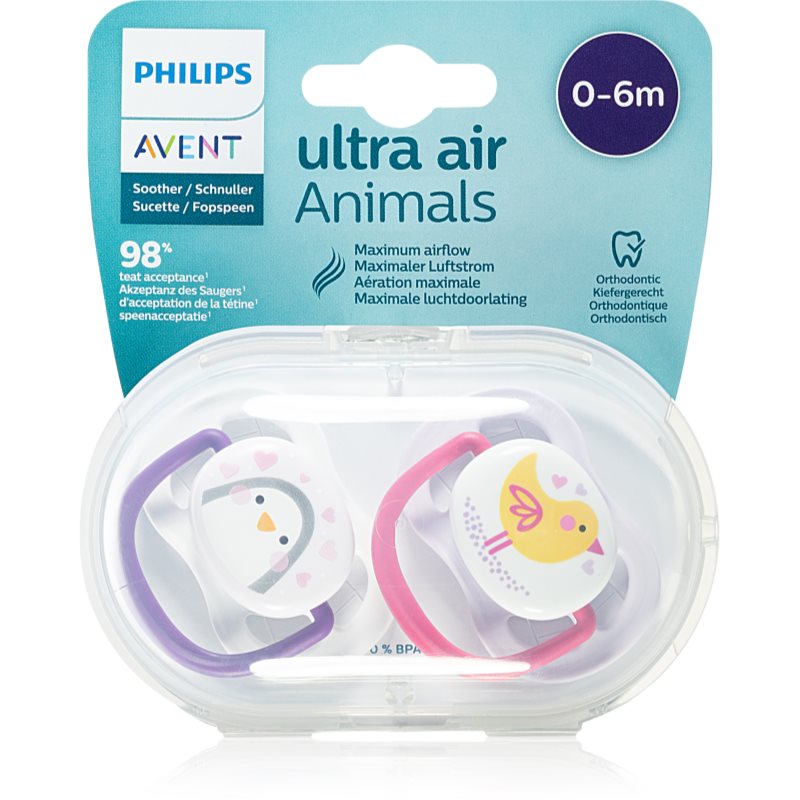 

Philips Avent Soother Ultra Air Animals 0 - 6 m пустушка Girl Birds
