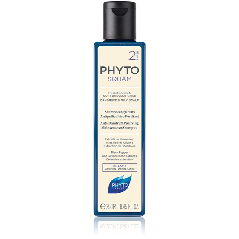 Phyto Phytosquam Anti-Dandruff Purifying Shampoo giliai valantis šampūnas riebiai galvos odai nuo pleiskanų 250 ml