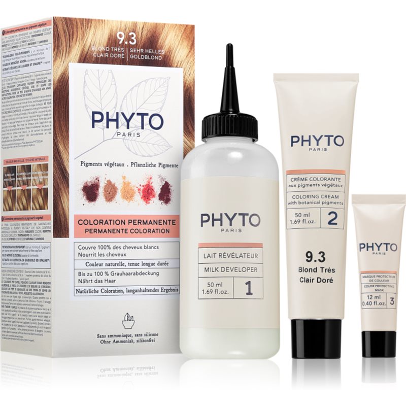 Phyto Color barva za lase z rastlinskimi izvlečki odtenek 9.3 Very Light Golden Blonde 3 kos