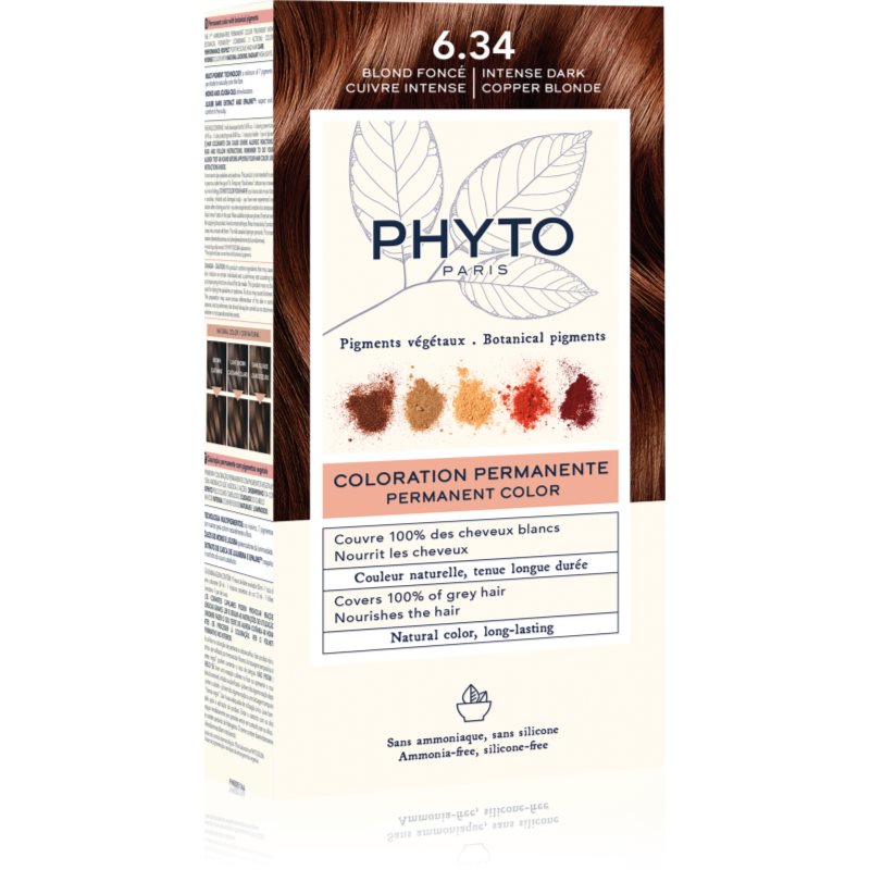 Phyto Color barva na vlasy bez amoniaku odstín 6.34 Intense Dark Copper Blonde 3 ks