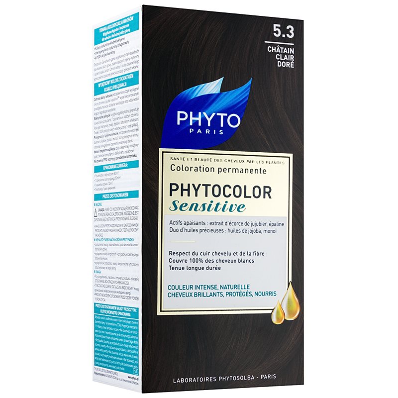 

Phyto Color Sensitive перманентна фарба для волосся відтінок 5.3 Light Golden Chestnut