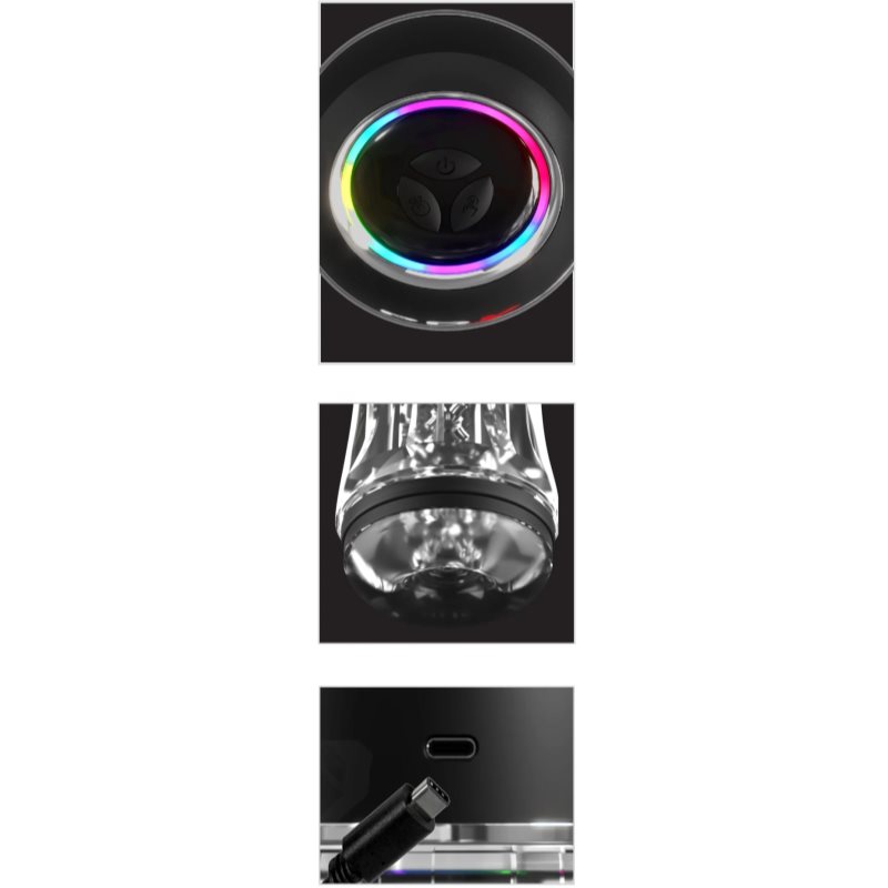 Pipedream PDX Elite ViewTube Pro See-Thru Vibrating Stroker masturbátor vibrační 23 cm (obrázek 3)