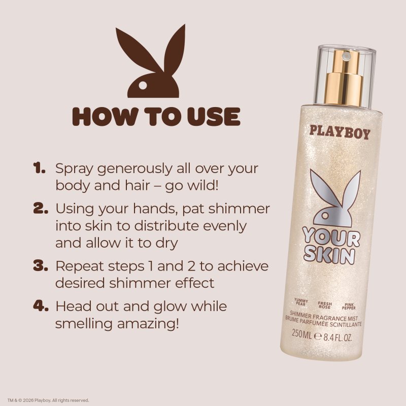 Playboy Your Skin Bodyspray mit Glitzerteilchen für Damen 250 ml (Bild 6)