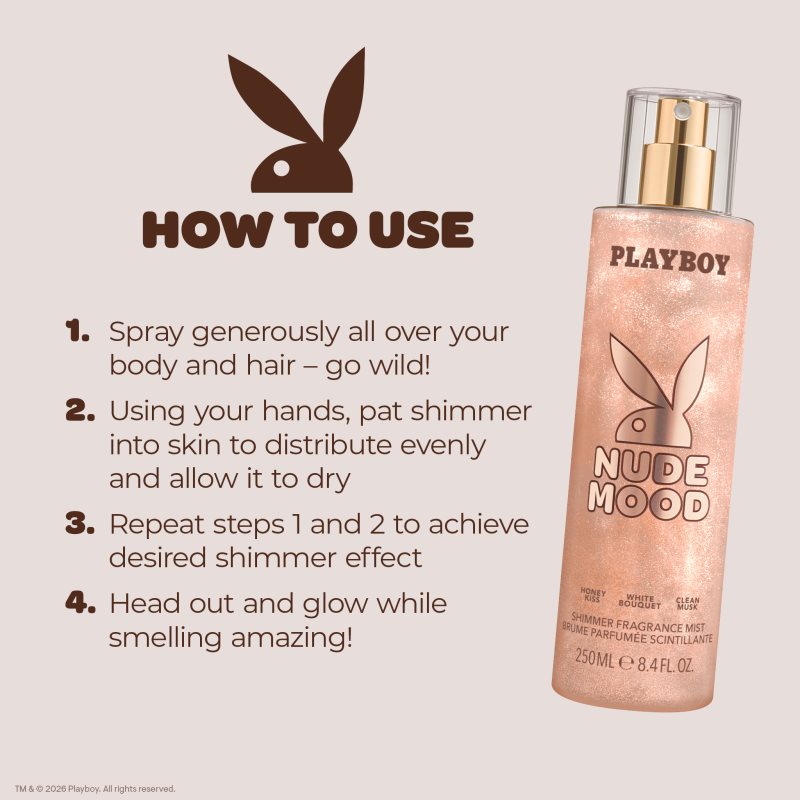 Playboy Nude Mood Bodyspray mit Glitzerteilchen für Damen 250 ml (Bild 6)