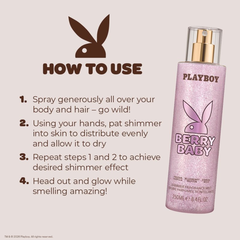 Playboy Berry Baby tělový sprej se třpytkami pro ženy 250 ml (obrázek 6)