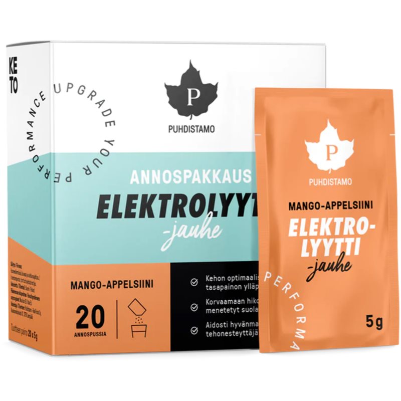 Puhdistamo Electrolyte Powder sportovní nápoj s elektrolyty příchuť Mango & Orange 20x5 g