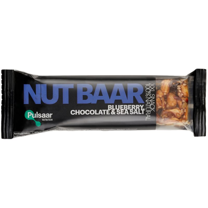 Pulsaar Nut Baar Blueberry, Chocolate & Sea Salt tyčinka s ořechy příchuť Blueberry, Chocolate & Sea Salt 40 g