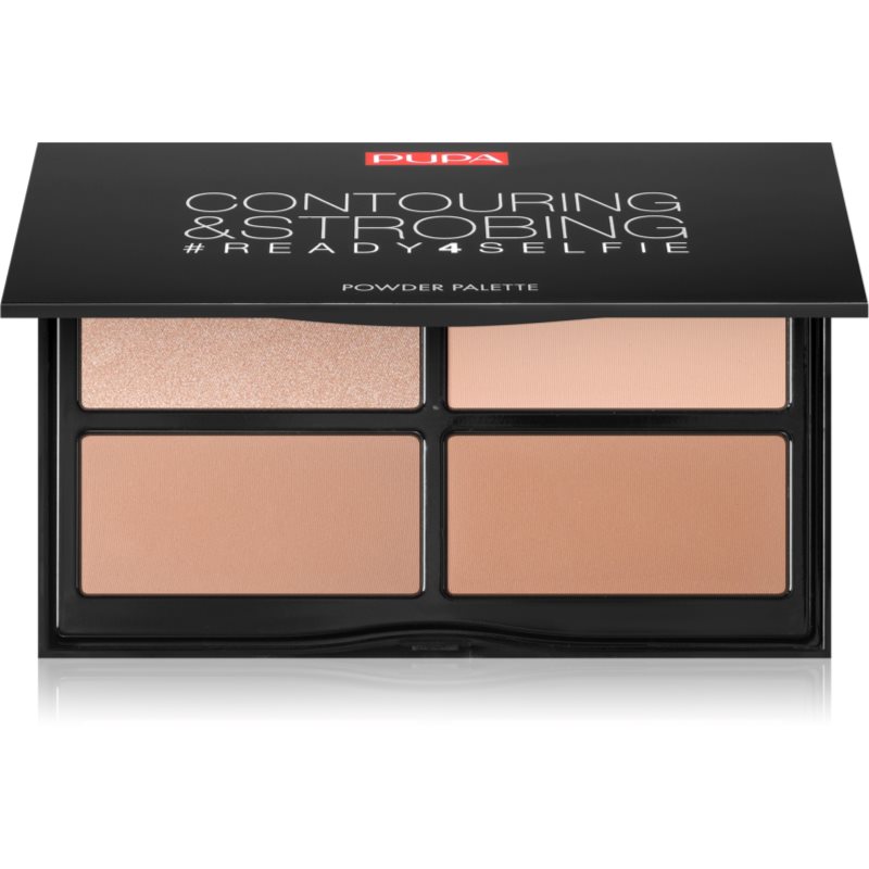 PUPA Milano #READY4SELFIE Contouring & Strobing kontúrovacia paletka na tvár s rozjasňovačom odtieň 002 Medium Skin 175 g