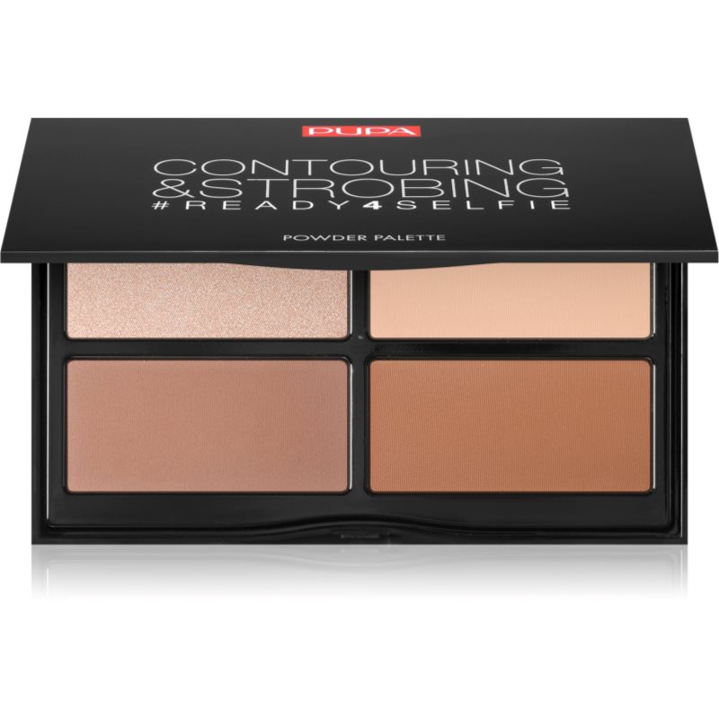 PUPA Milano #READY4SELFIE Contouring & Strobing kontúrovacia paletka na tvár s rozjasňovačom odtieň 003 Dark Skin 175 g