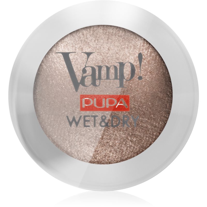 Pupa Vamp! Wet&Dry šlapiai ir sausai naudojami akių šešėliai perlų blizgesio atspalvis 102 Golden Taupe 1 g