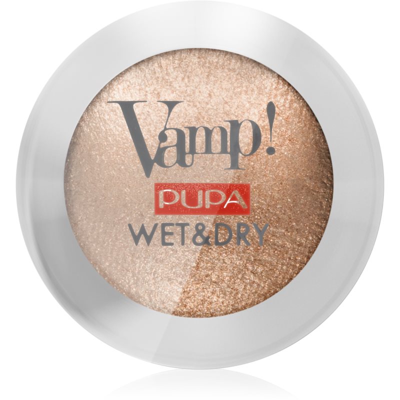 Pupa Vamp! Wet&Dry šlapiai ir sausai naudojami akių šešėliai perlų blizgesio atspalvis 101 Precious Gold 1 g