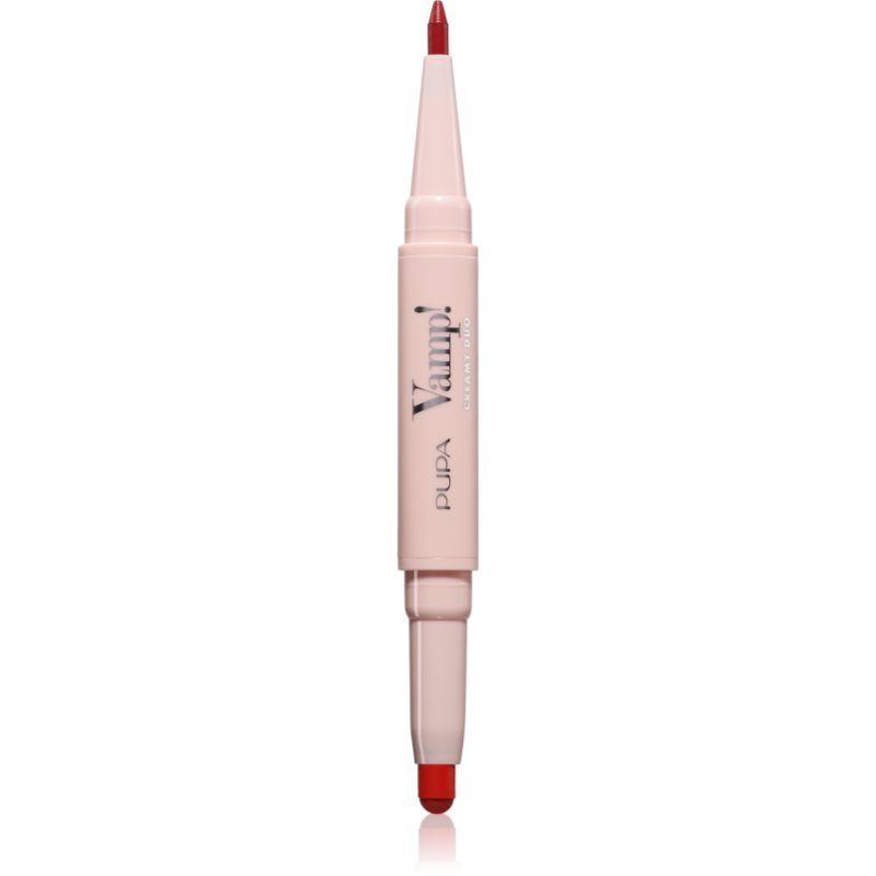 PUPA Milano Vamp! Creamy Duo šminka in svinčnik za ustnice 2 v 1 odtenek 010 True Red 0.8 g