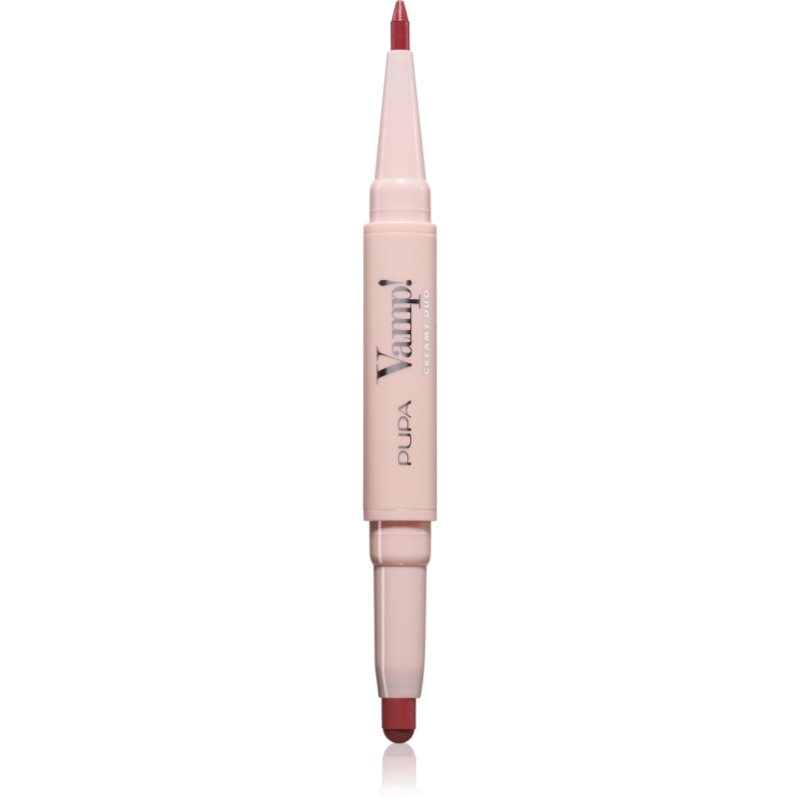 PUPA Milano Vamp! Creamy Duo šminka in svinčnik za ustnice 2 v 1 odtenek 019 Vibrant Rose 0.8 g