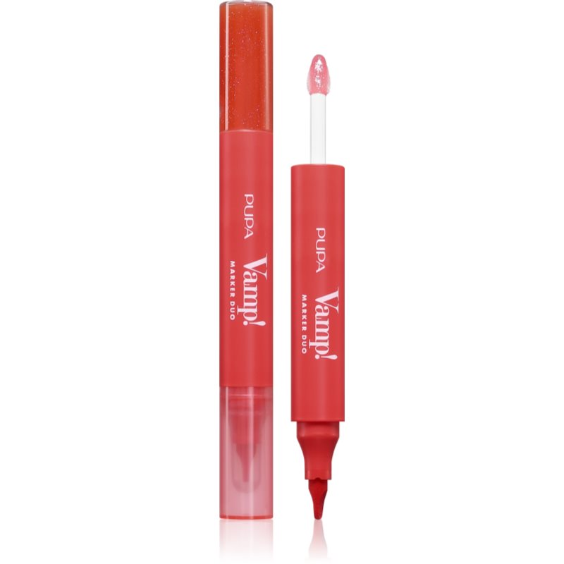 PUPA Milano Vamp! Lip Marker Duo fixka na pery s leskom odtieň 003 Grape Juice 1.4 ml