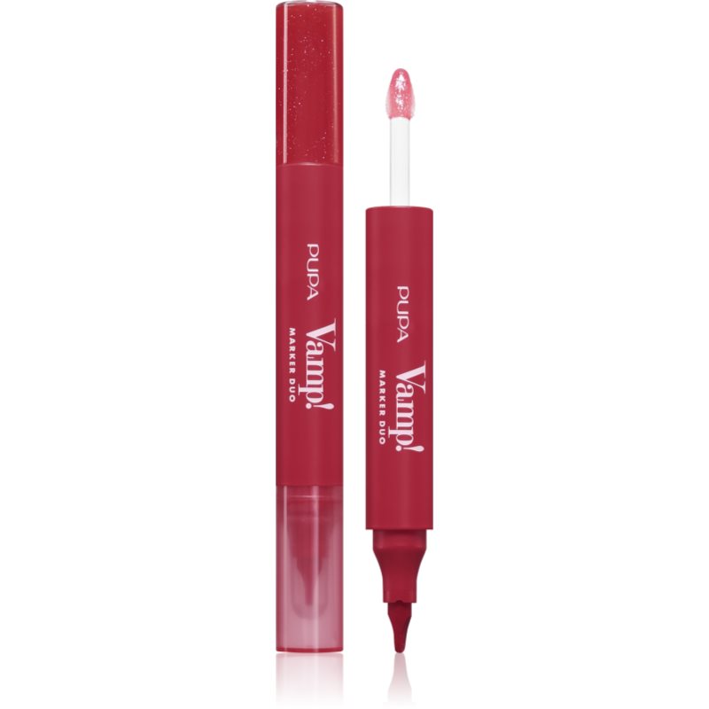 PUPA Milano Vamp! Lip Marker Duo fixka na pery s leskom odtieň 005 Cherry Granita 1.4 ml