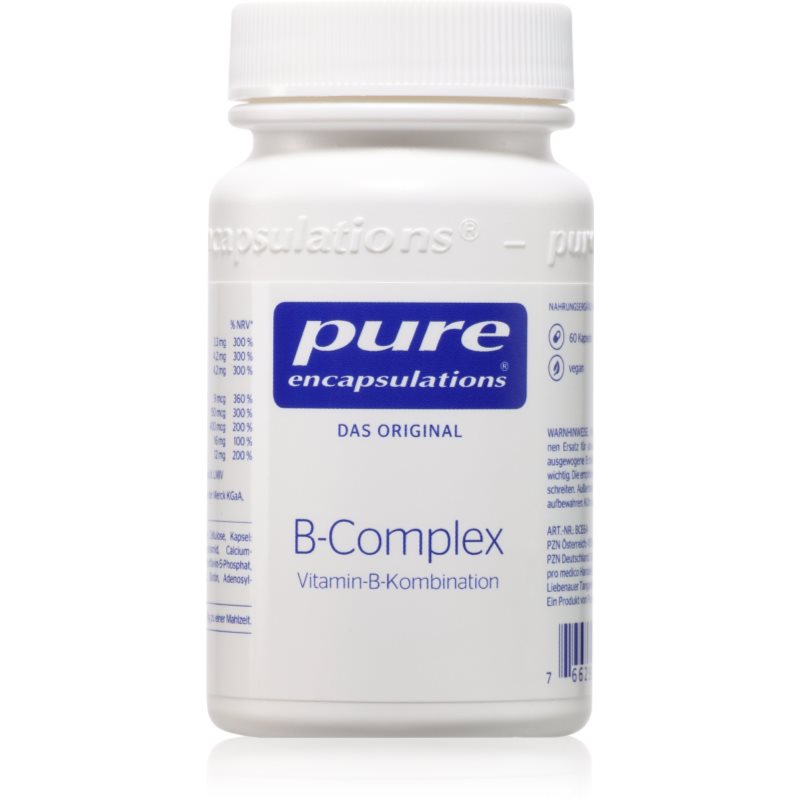 Kapseln mit Vitamin B-Komplex in einer blauen Verpackung