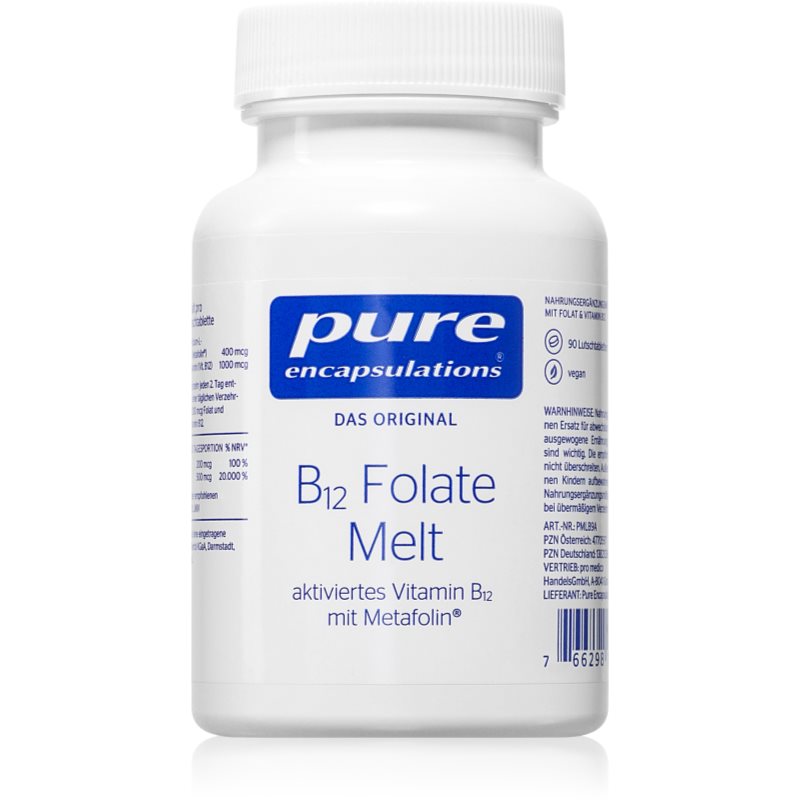 Pure Encapsulations B12 Folate Melt Pastillen zur Unterstützung des Nervensystems 46 g