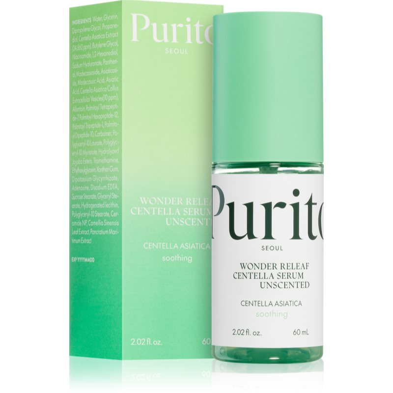 Purito Wonder Releaf Centella Serum Unscented regenerirajući serum za lice za smirenje i jačanje osjetljive kože lica 60 ml