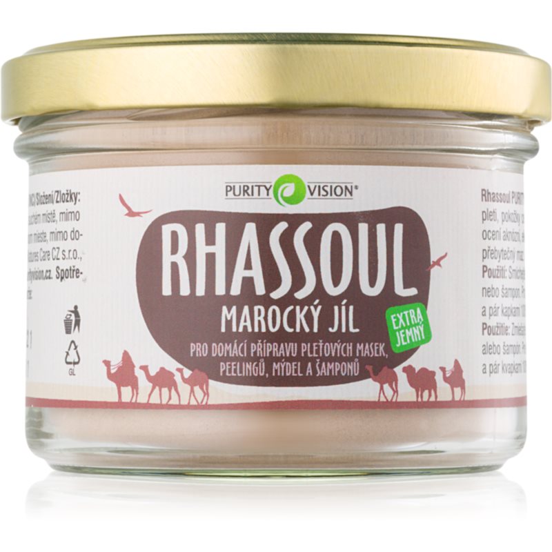 Purity Vision Rhassoul argilă marocana pentru prepararea măștilor faciale, a exfoliantelor, a săpunurilor și a șampoanelor 200 g