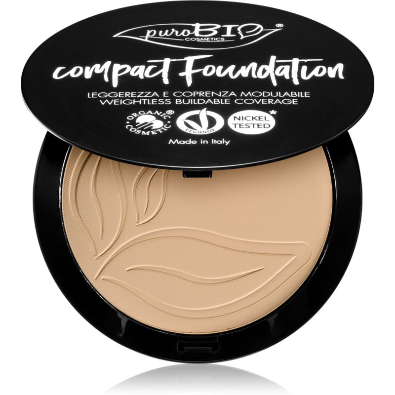 puroBIO Cosmetics Compact Foundation kompaktinė pudra-makiažo pagrindas SPF 10 atspalvis 02 9 g