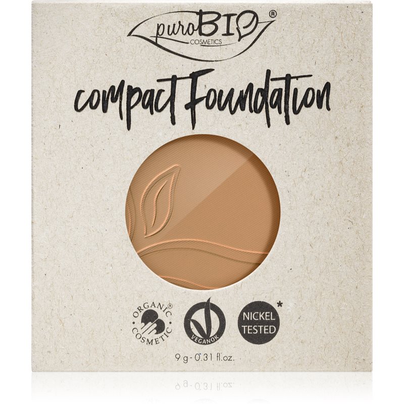 puroBIO Cosmetics Compact Foundation kompaktinės makiažo pagrindo pudros užpildas SPF 10 atspalvis 04 9 g