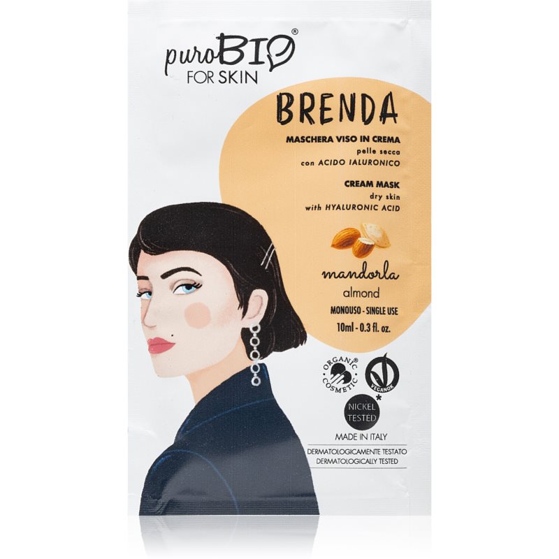 PuroBIO Cosmetics Brenda Almond зволожуюча кремова маска 10 мл