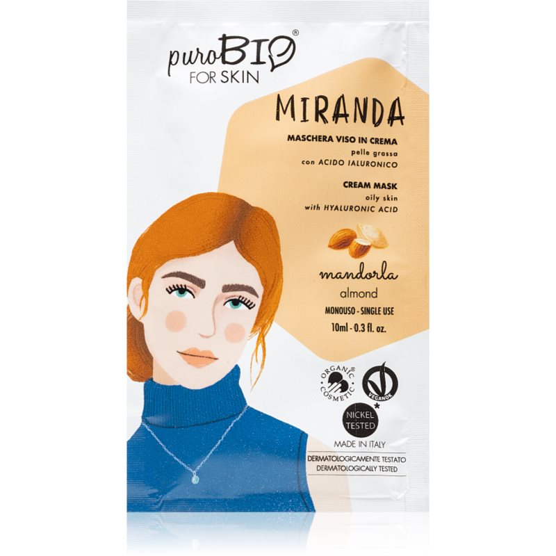 E-shop puroBIO Cosmetics Miranda Almond čisticí maska s kyselinou hyaluronovou 10 ml