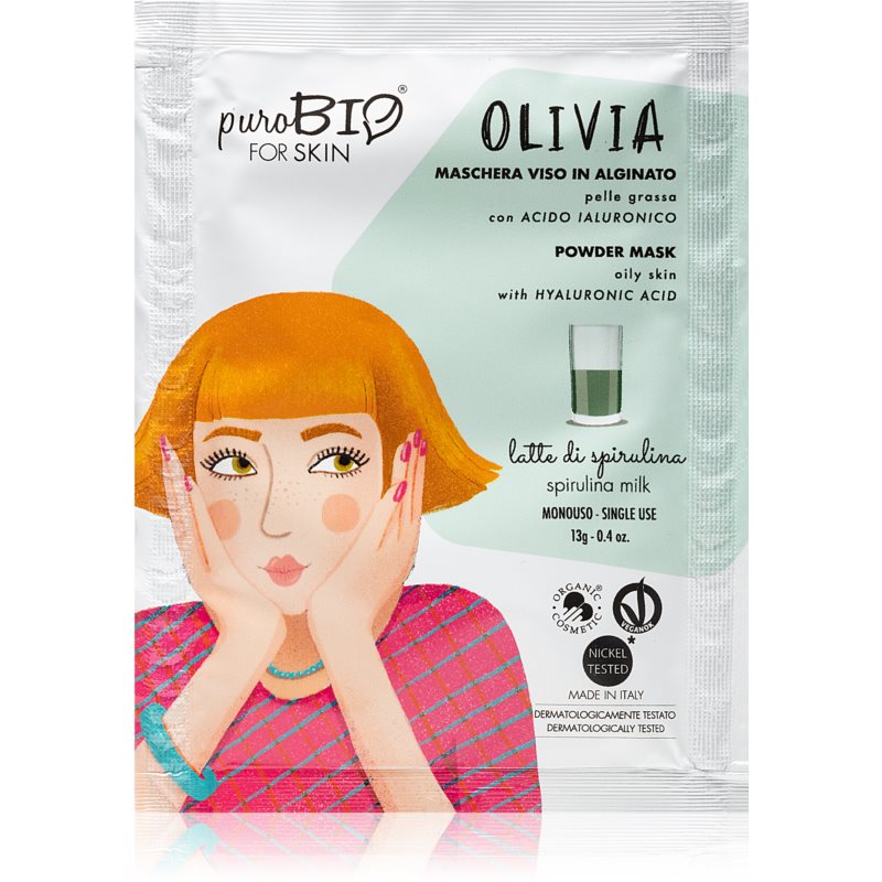 puroBIO Cosmetics Olivia Spirulina Milk Peel-Off maska u prahu 13 g