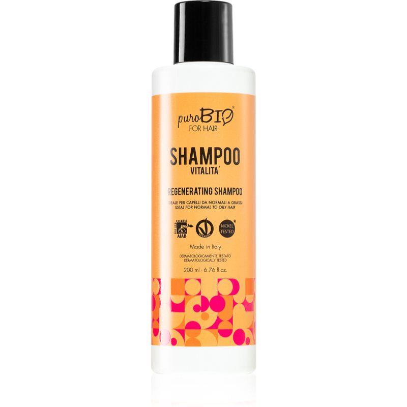 puroBIO Cosmetics Vitalita regeneračný šampón pre unavené vlasy bez lesku 200 ml