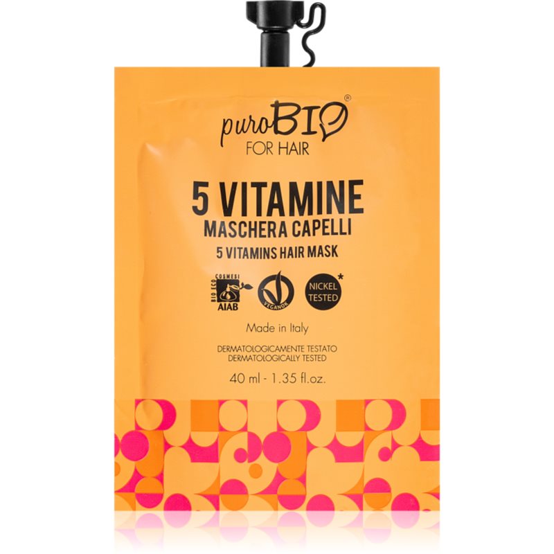 puroBIO Cosmetics 5 Vitamins maitinamoji plaukų kaukė 40 ml