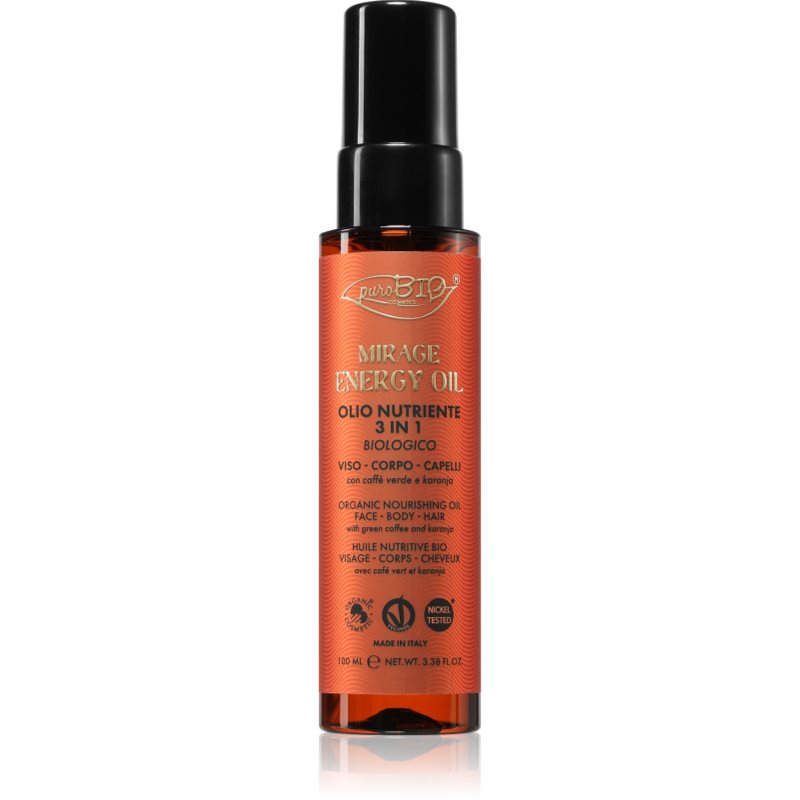 puroBIO Cosmetics Mirage Energy Oil monikäyttöinen öljy kasvoille, vartalolle ja hiuksille 100 ml
