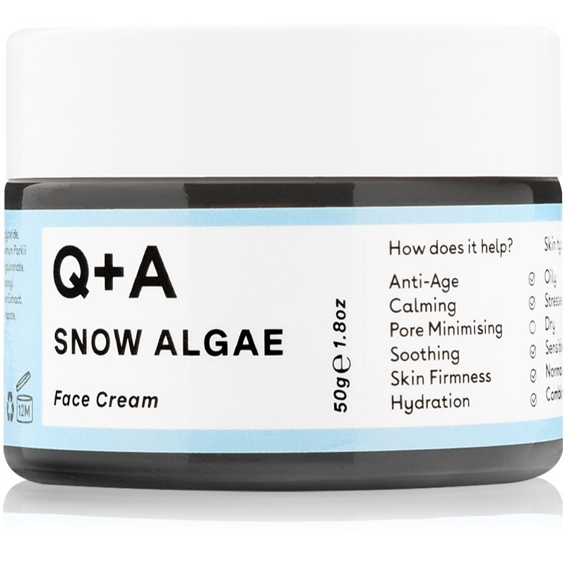 Q+A Snow Algae maitinamasis, drėkinamasis kremas sausai ir labai sausai, jautriai odai 50 g