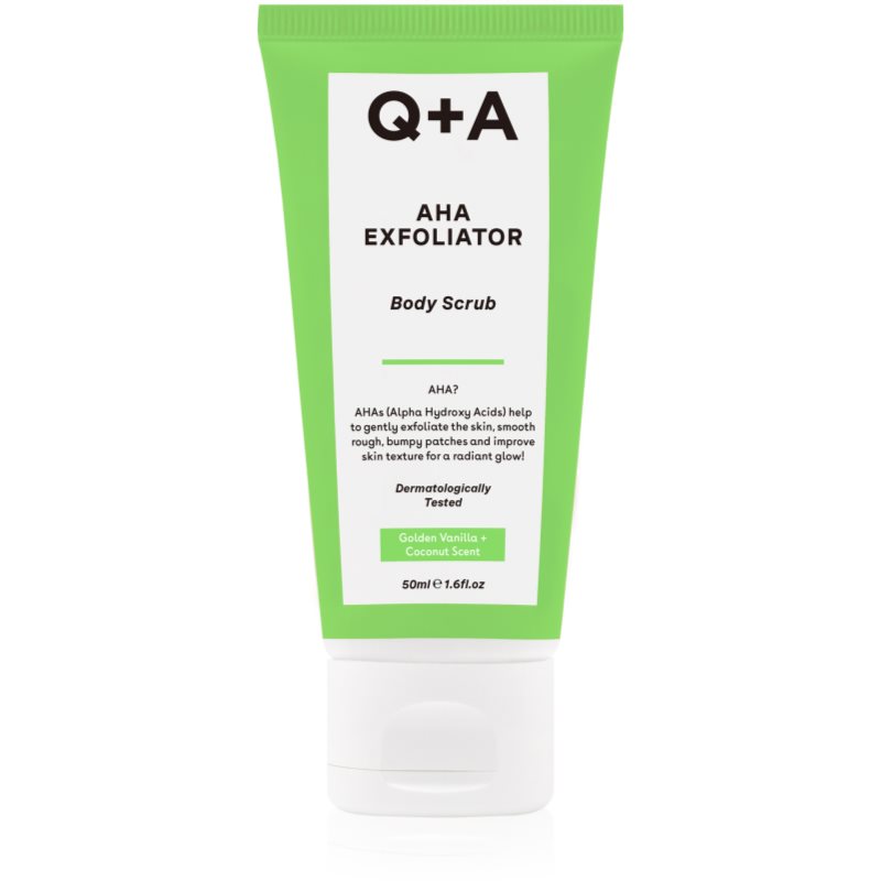 Q+A Q+A AHA Exfoliator gommage corps avec AHA Acids parfums Golden Vanilla + Coconut 50 ml