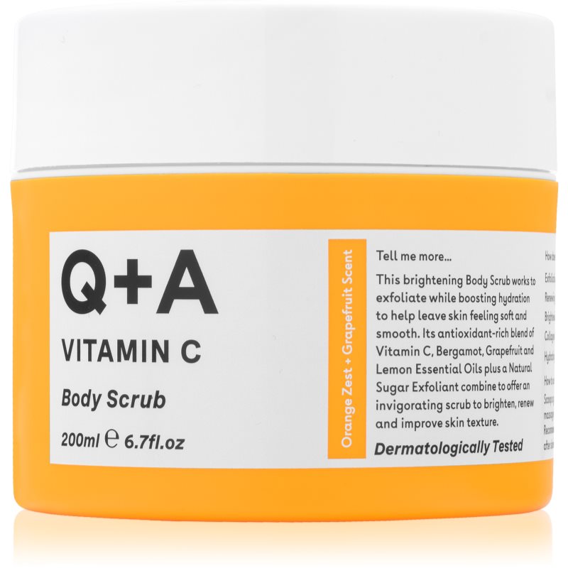 Q+A Q+A Vitamin C gommage corps éclat parfums Orange Zest + Grapefruit 200 ml