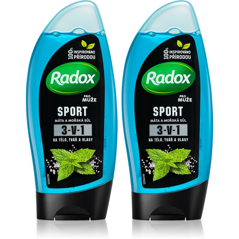 Radox Sport Mint & Sea Salt gaivinamoji dušo želė (ekonomiška pakuotė)