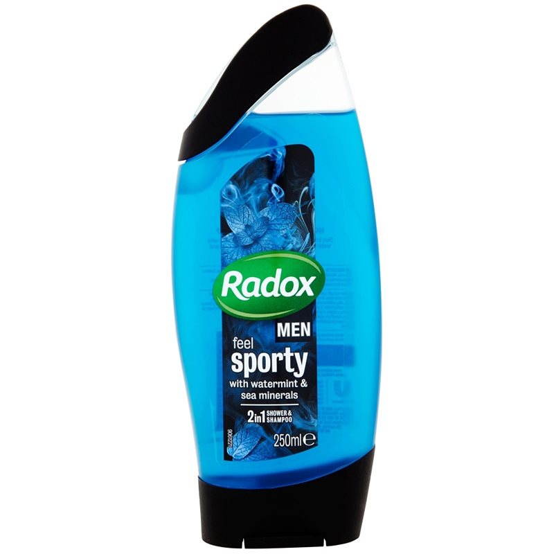 Radox Men Feel Sporty dušo želė ir šampūnas „du viename“ Watermint & Sea Minerals 250 ml