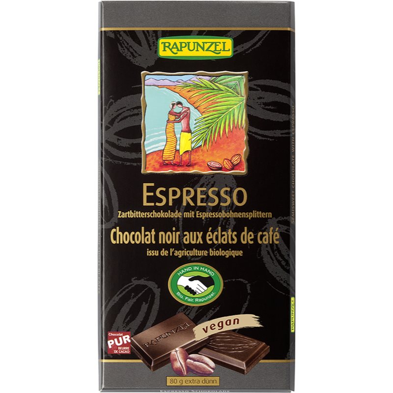 Rapunzel Espresso BIO horká čokoláda s kávou 80 g