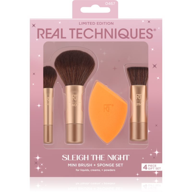 Real Techniques Sleigh The Night Mini Brush + Sponge Set av borstar 4 st. female