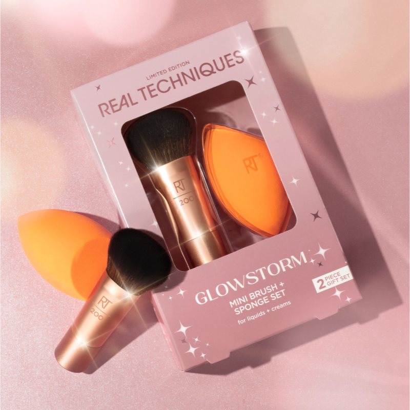 Real Techniques Glowstorm Mini Brush + Sponge Set brush set