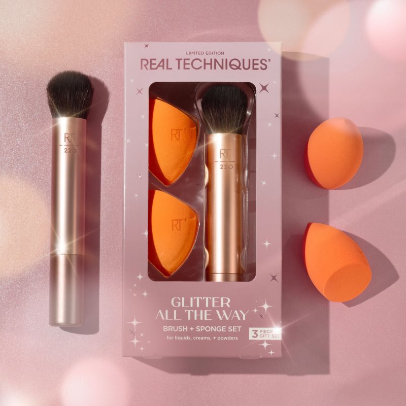 Real Techniques Glitter All The Way Sponge Set + Brush Set brush set