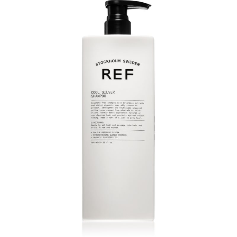 REF Cool Silver Shampoo sidabrinės spalvos šampūnas geltoniems atspalviams neutralizuoti 750 ml