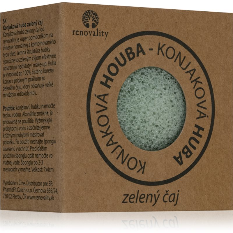 Renovality Konjac Mushroom Green Tea очищуючий спонж для нормальної та змішаної шкіри 7x4 см