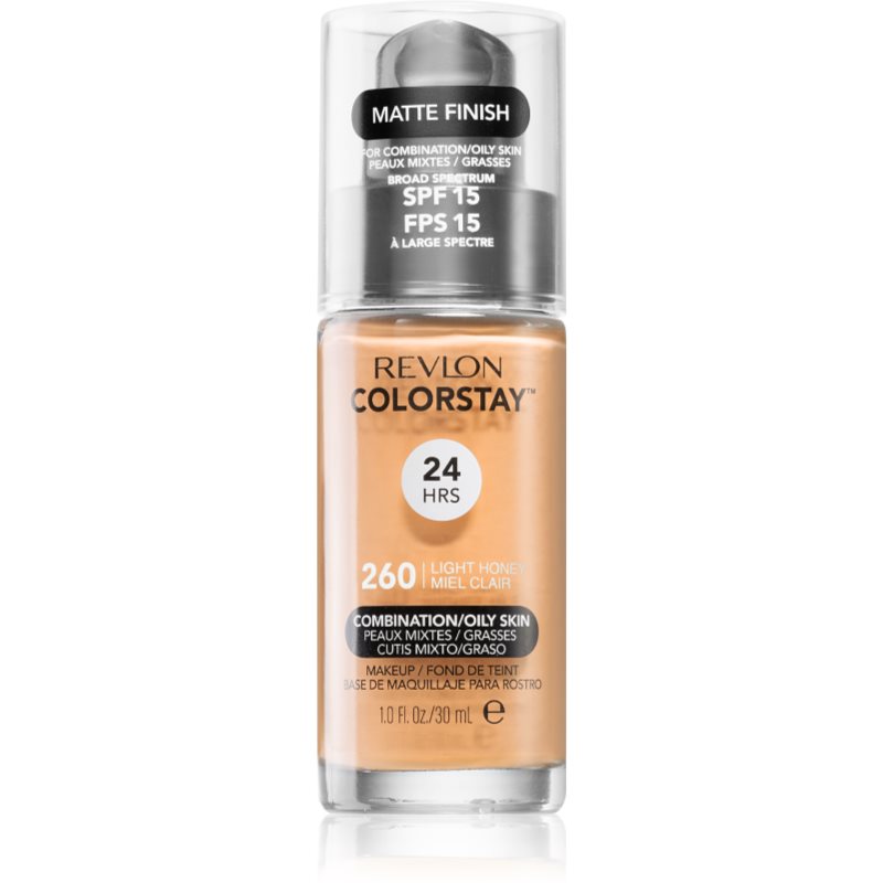 Revlon Cosmetics ColorStay™ ilgai išliekantis matinio efekto makiažo pagrindas riebiai ir mišriai odai atspalvis 260 Light Honey 30 ml