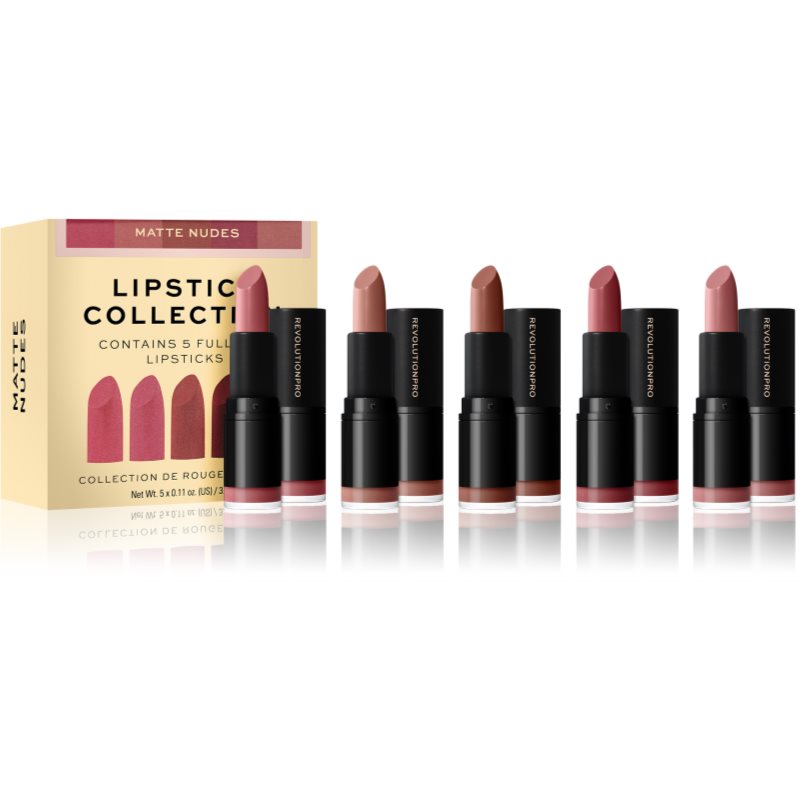 Revolution PRO Lipstick Collection набір губних помад відтінок Matte Nude 5 кс