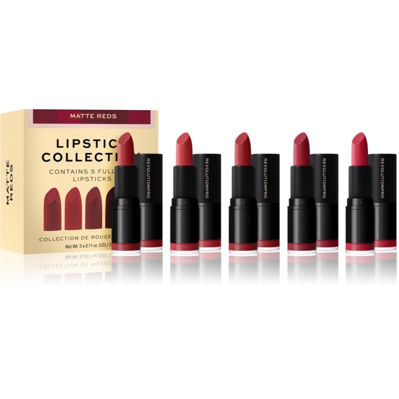 Revolution PRO Lipstick Collection набір губних помад відтінок Matte Reds 5 кс