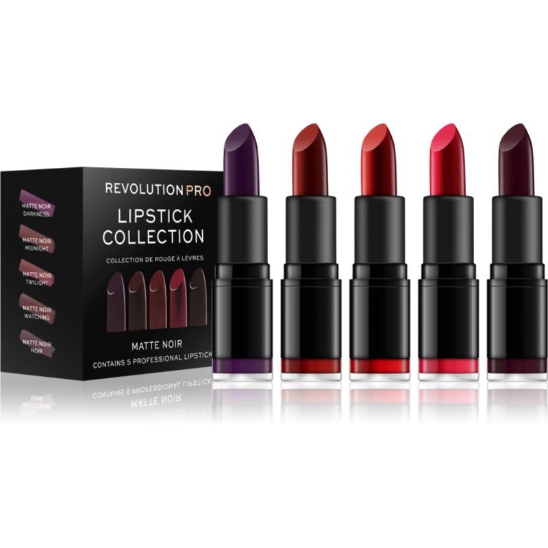 Revolution PRO Lipstick Collection sada rtěnek 5 ks odstín Matte Noir 5 ks