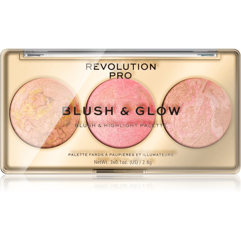 Revolution PRO Blush & Glow visų veido priemonių paletė atspalvis Peach Glow 8.4 g